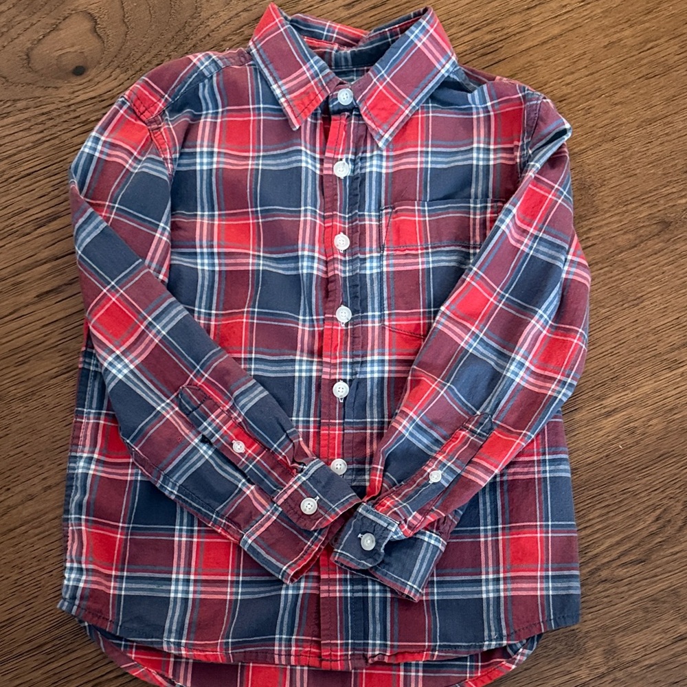 Cherokee Red and Blue Plaid Button Down Shirt